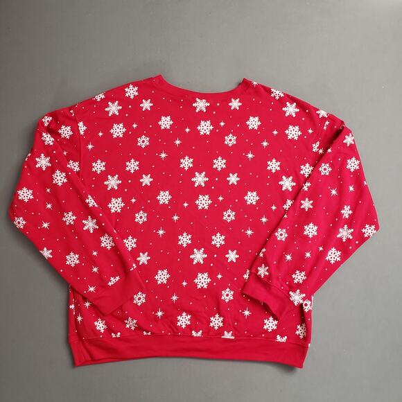 DISNEY Mickey Mouse Holiday Sweatshirt XXL Red‎ Pullover Minnie & Mickey Plus - Picture 2 of 9